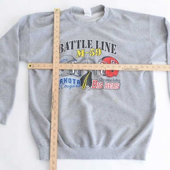 Vintage Gildan Heavy Big Red's V Cougars High School Championship Gray Sweater L - Picture 3 of 11